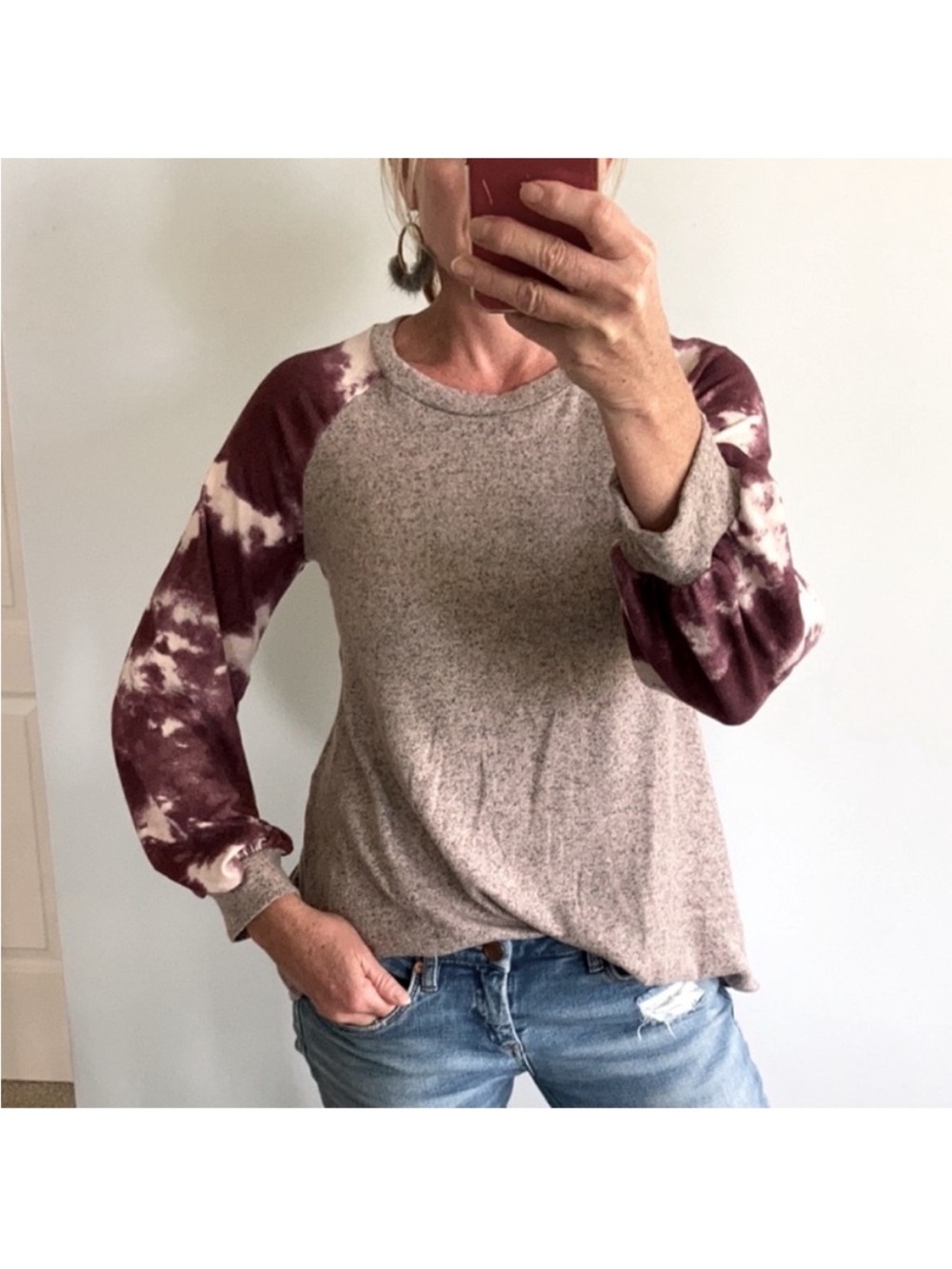 Tie Dye Sleeves Brushed Hacci Top